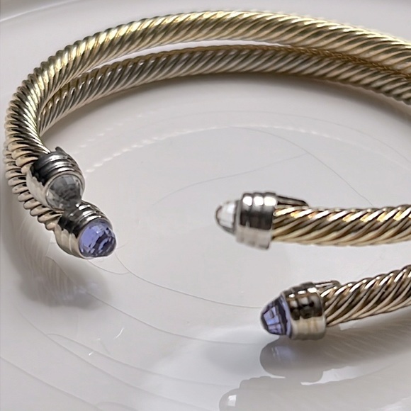 Classic Cable / Cuff / Bracelet / 14k / Gold / Sterling Silver / 2pc - Picture 4 of 11